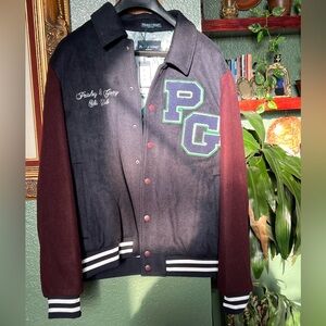 Paisley & Gray Men's Ski Club Down Varsity Jacket - Navy Burgundy